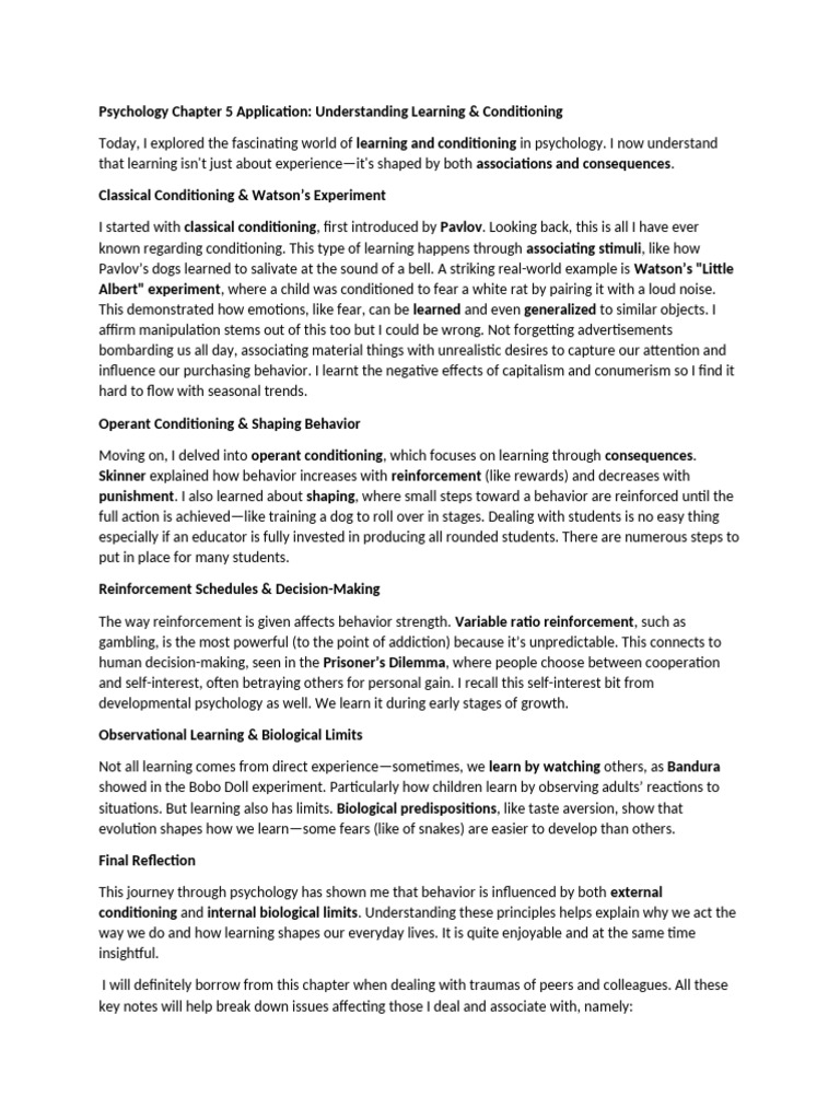 Learning and Conditioning in Psychology | PDF | Classical Conditioning ...