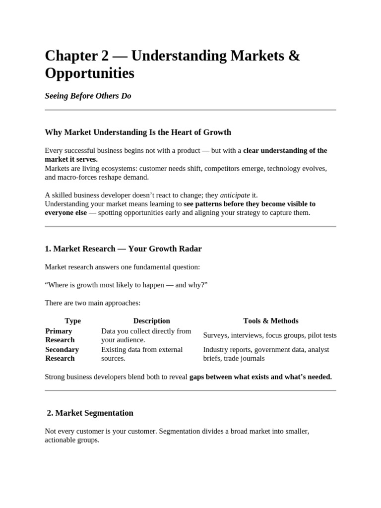 Business Development Mastery Chapter 2 | PDF | Market Segmentation ...