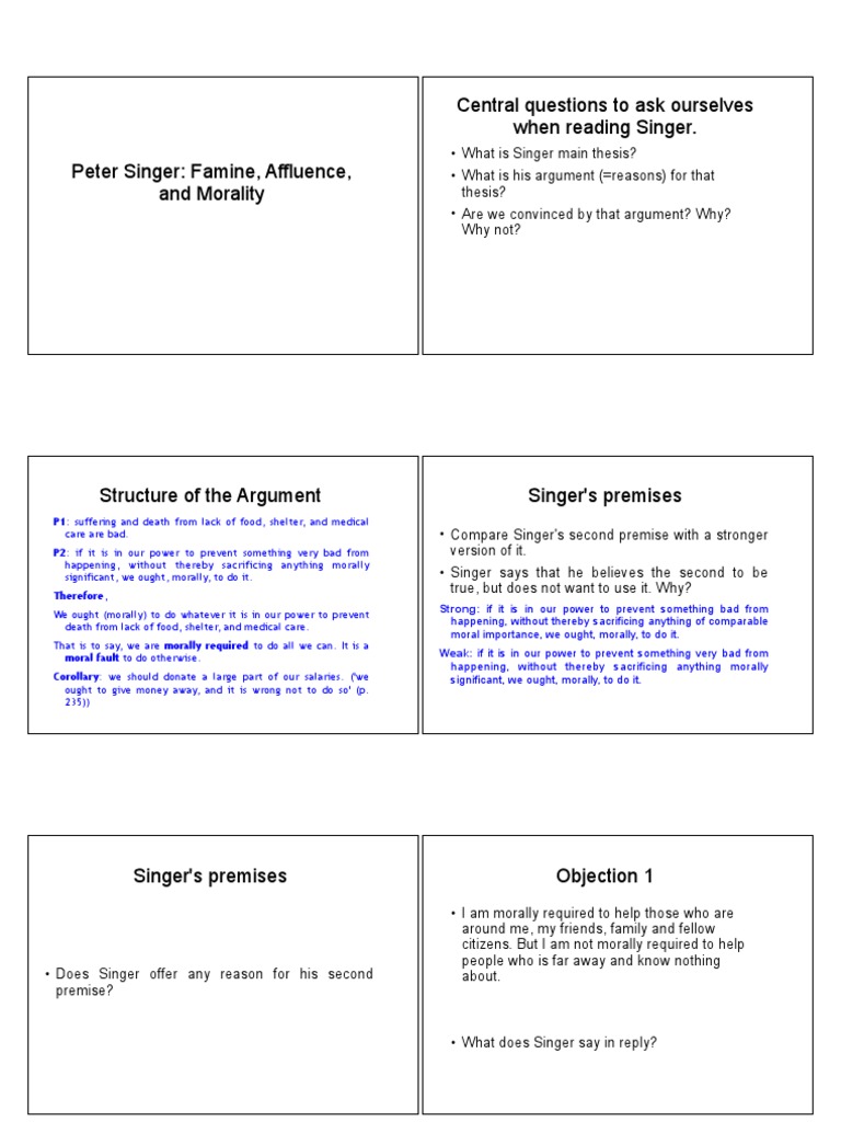 Singer Handout | PDF | Utilitarianism | Argument