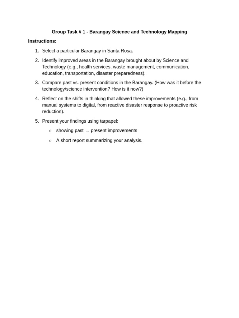 Barangay Science and Tech Mapping Report | PDF