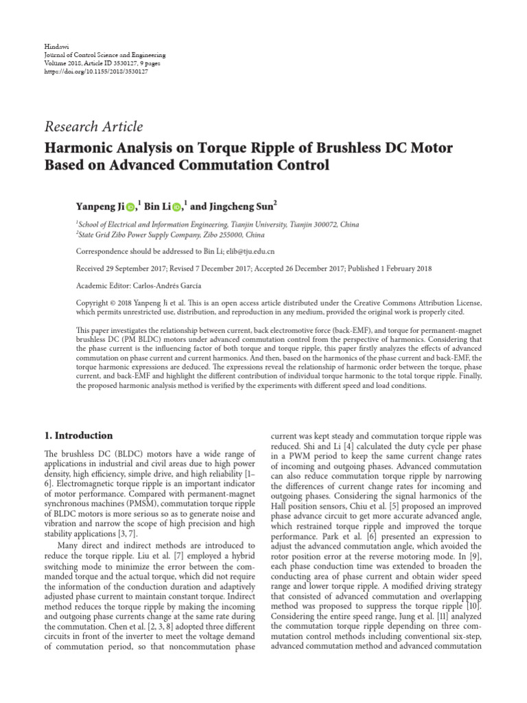 Torque Ripple Analysis in BLDC Motors | PDF | Electric Motor ...