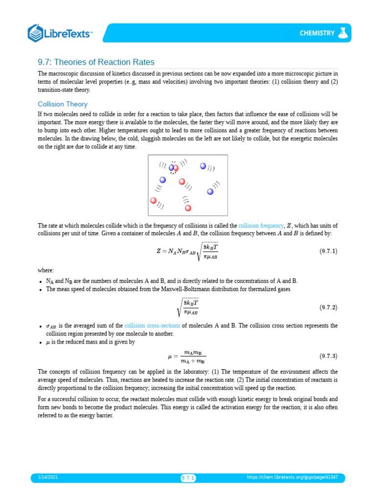 Theories of Reaction Rates Explained | PDF | Reaction Rate | Reaction ...