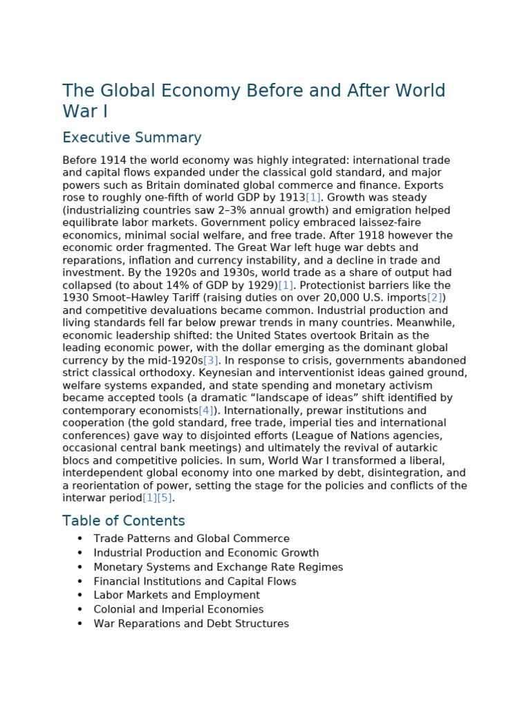 Economic Shifts Post WWI | PDF | Gold Standard | World War I Reparations