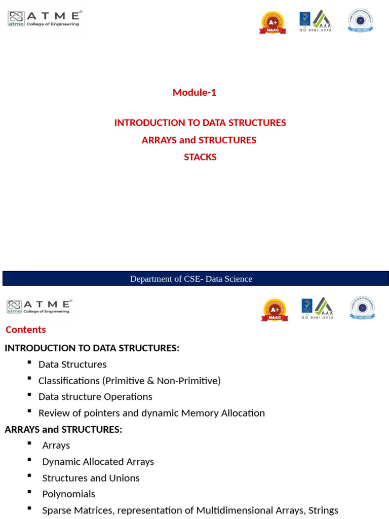 Data Structures: Arrays, Stacks, and Pointers | PDF | Pointer (Computer ...