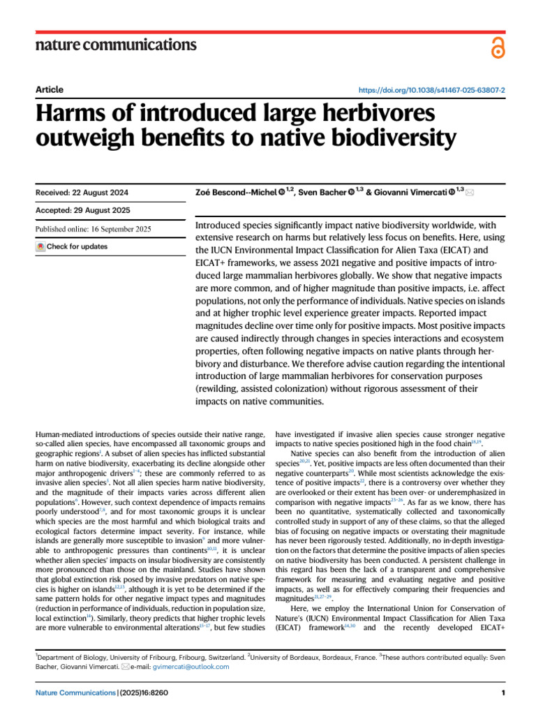 Harms of Large Herbivores on Biodiversity | PDF | Introduced Species ...