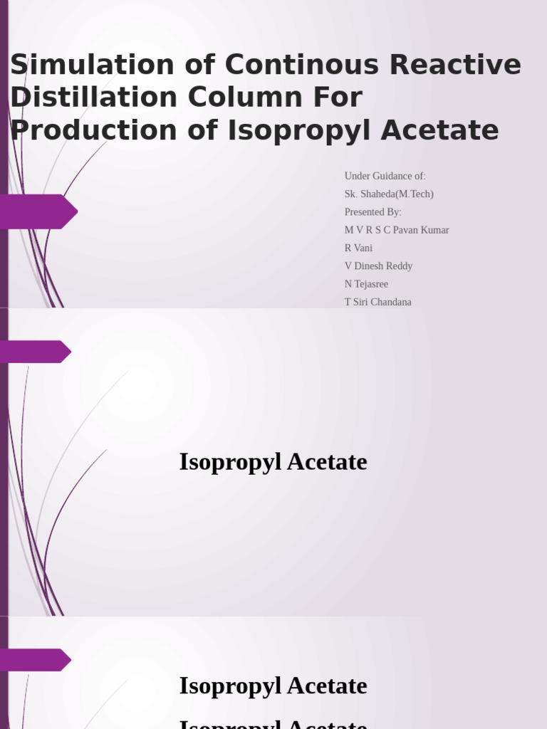 Design and Simulation of Continous Reactive Distillation Column | PDF ...