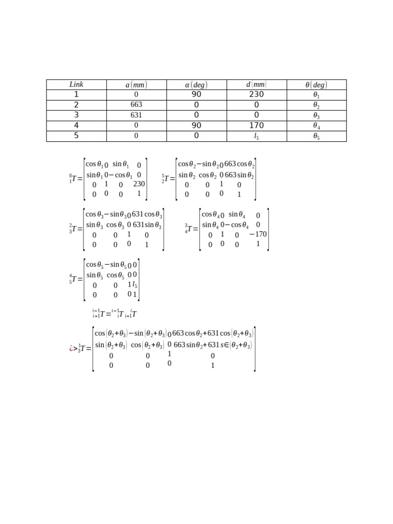 D-H Table | PDF