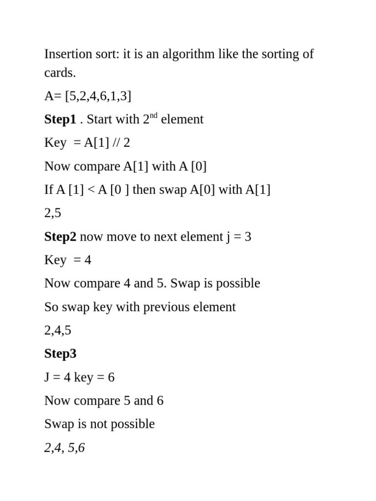 Insertion Sort Algorithm Explained | PDF