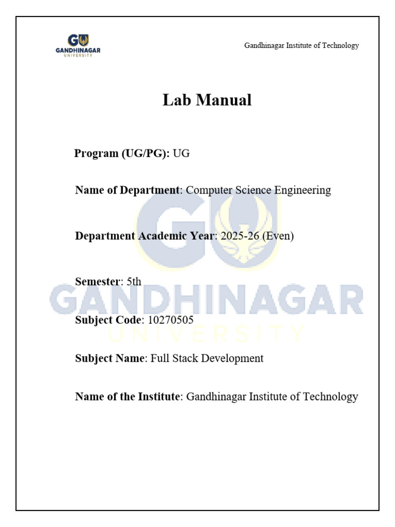 Full Stack Development Lab Manual | PDF | Html | Html Element