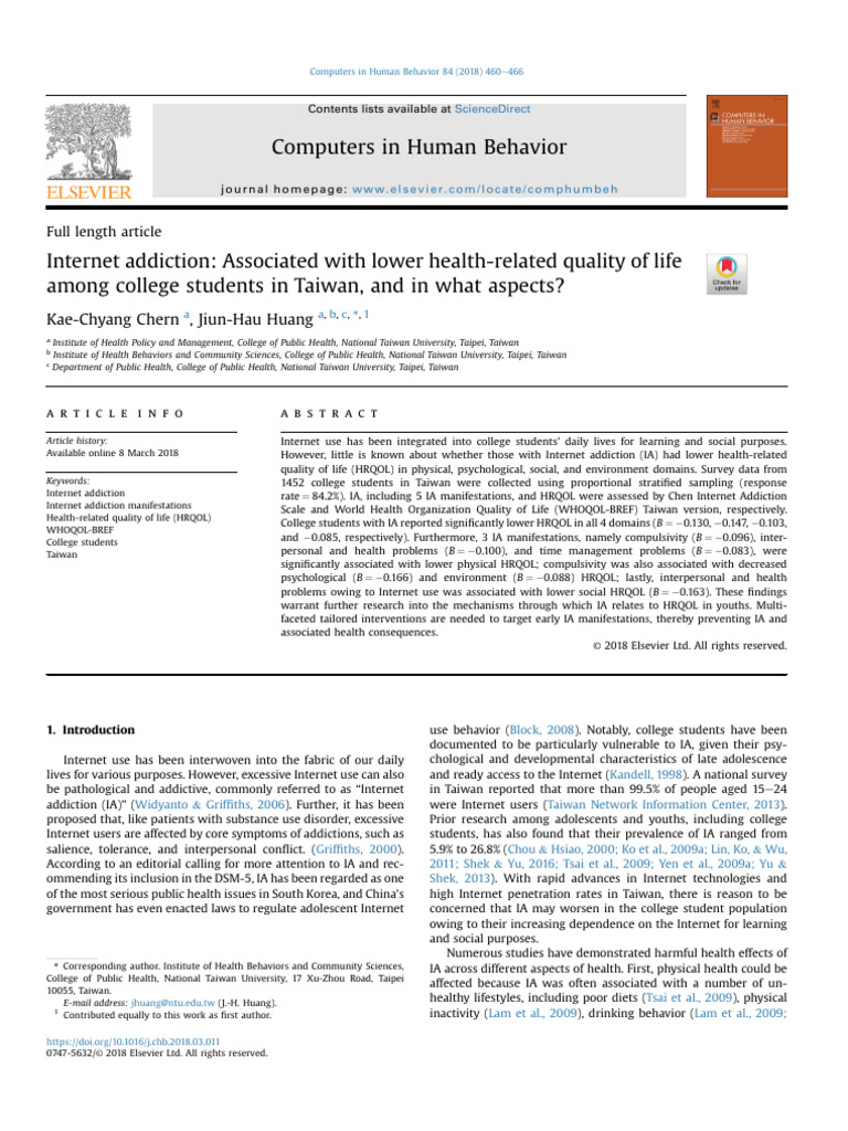 Internet Addiction and College Student Health | PDF | Regression ...