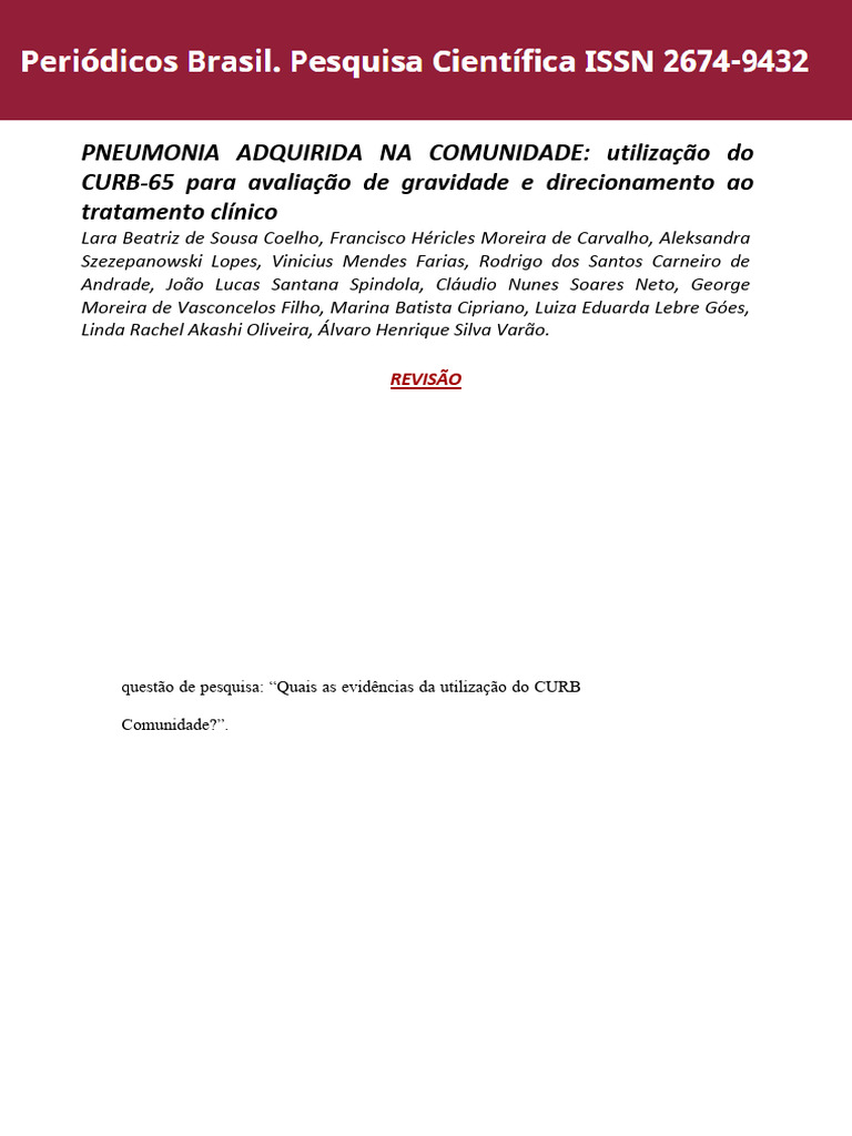 CURB-65 na Pneumonia Adquirida na Comunidade | PDF | Pneumonia