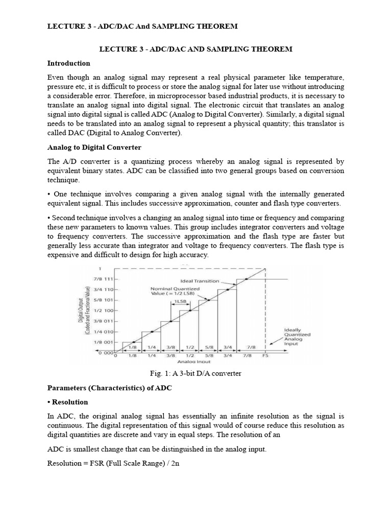 ADC/DAC Basics and Sampling Theorem | PDF | Analog To Digital Converter ...