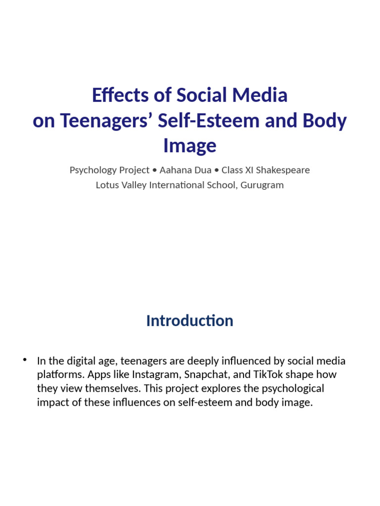 Social Media's Impact on Teen Self-Esteem | PDF | Adolescence | Body Image
