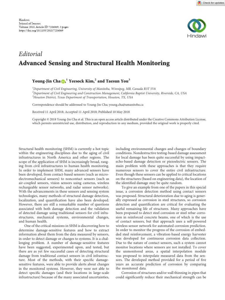 Advanced Sensors in Structural Health Monitoring | PDF | Wireless ...