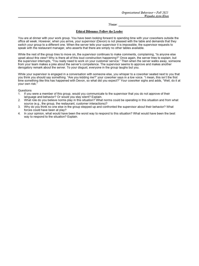 Ethical Dilemma Confronting Leadership Behavior PDF