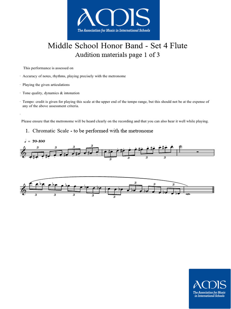 Middle School Flute Audition Guide | PDF | Elements Of Music | Musical ...