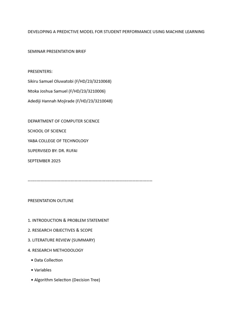 Predictive Model for Student Success | PDF | Machine Learning | Methodology