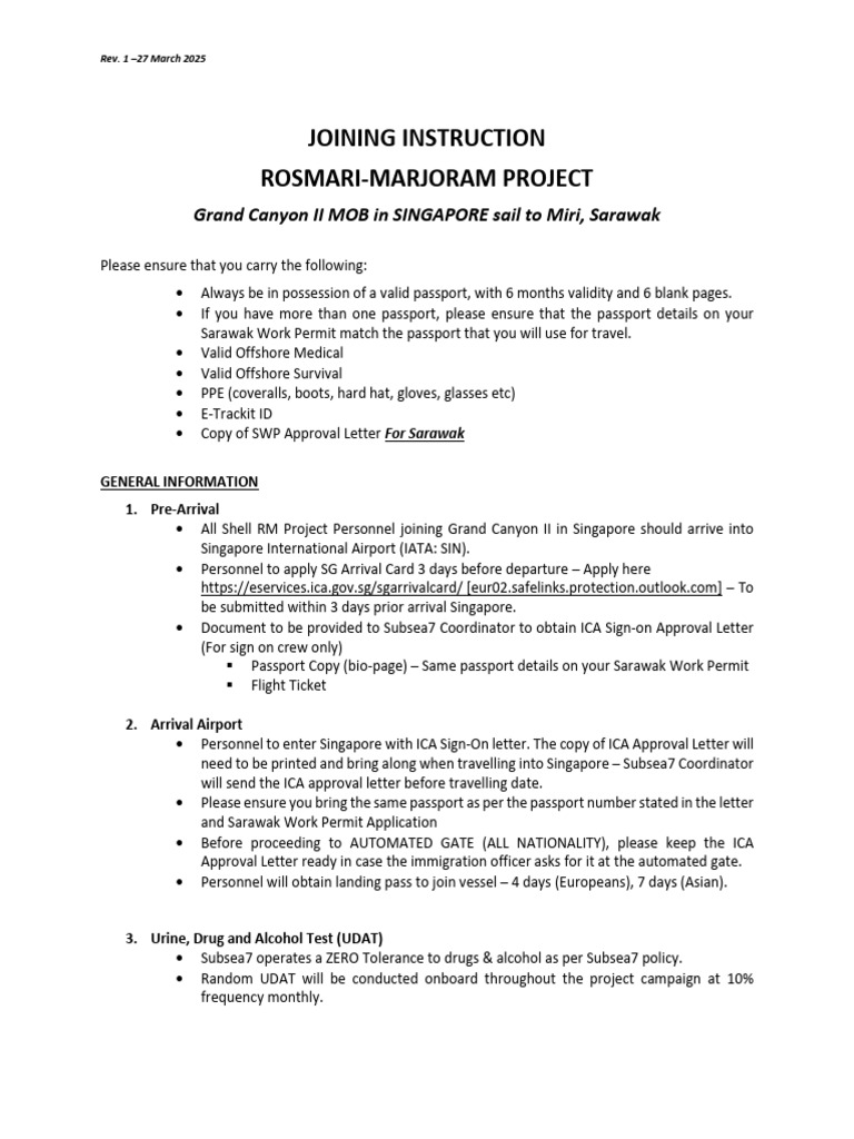 For SHELL - Joining Instruction Shell RM in Singapore - Jurong Port ...