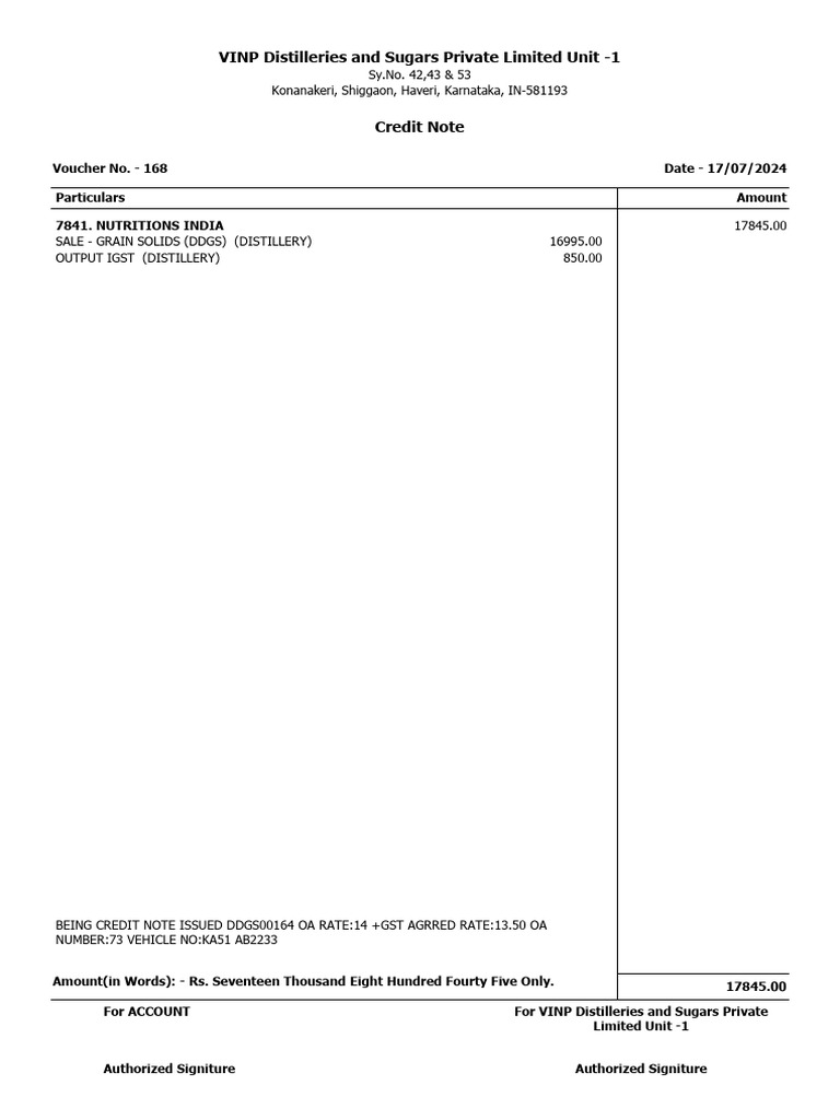 164 Credit Note | PDF
