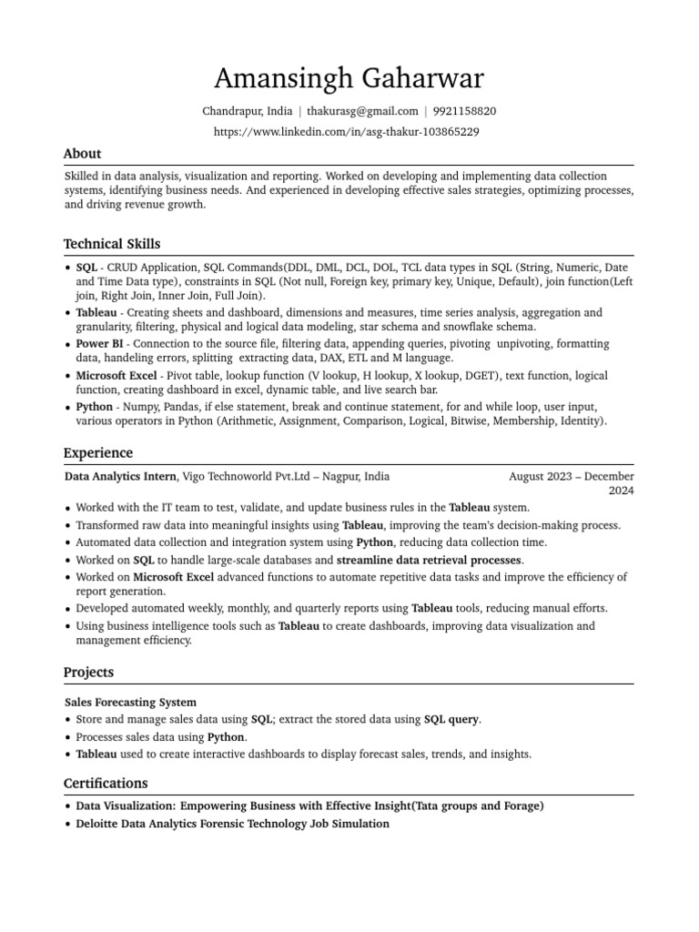 Data Analyst Profile: Skills & Experience | PDF | Sql | Microsoft Excel