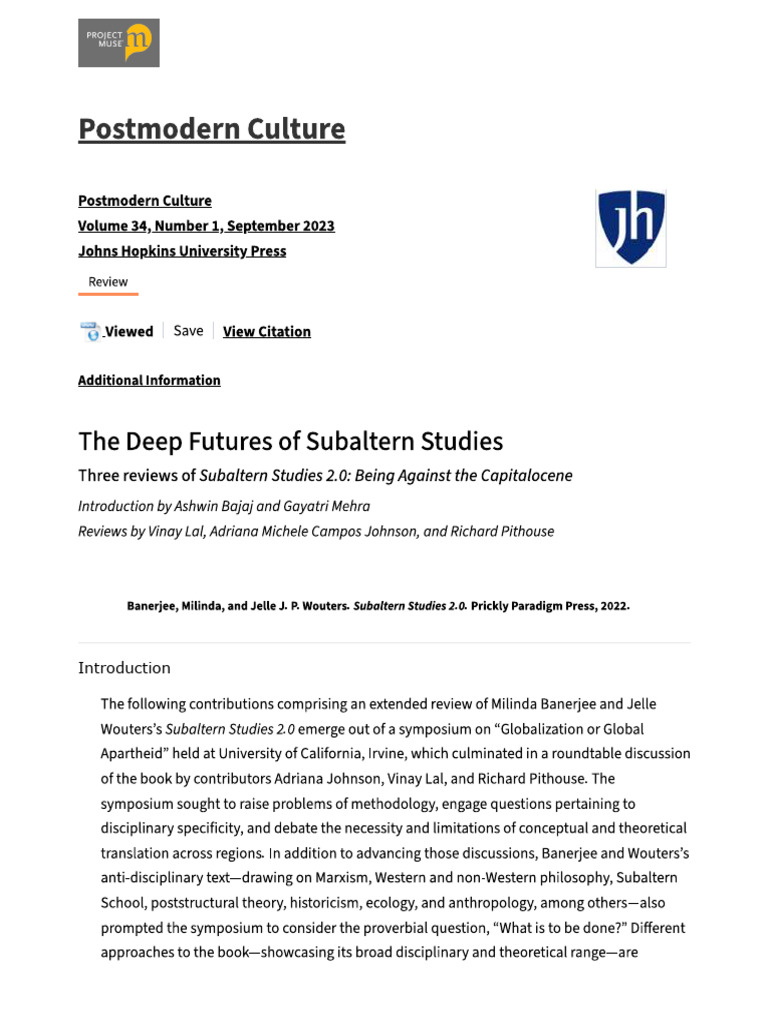 Reviews of Subaltern Studies 2.0 | PDF | Mahatma Gandhi | Postmodernism