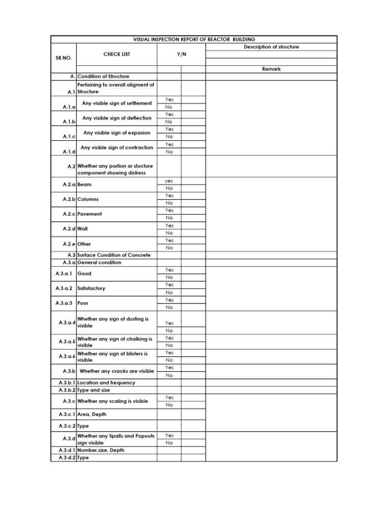 Visual Inspection Report: Reactor Building | PDF | Mechanical ...