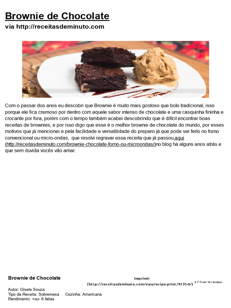 Melhor Brownie de Chocolate Fácil | PDF | Chocolate | Brownie de chocolate