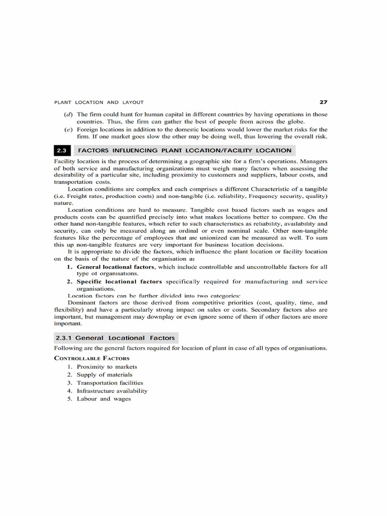 Factors Affecting Plant Location | PDF