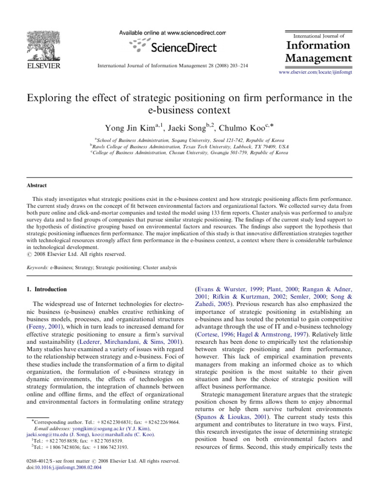 Effect Strategic Positioning On Firm Performance | PDF | Strategic ...