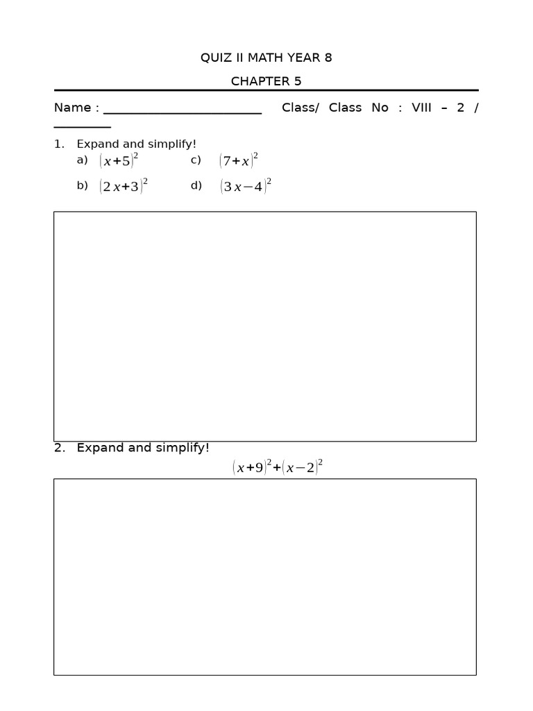Quiz Ii Math Year 8 | PDF
