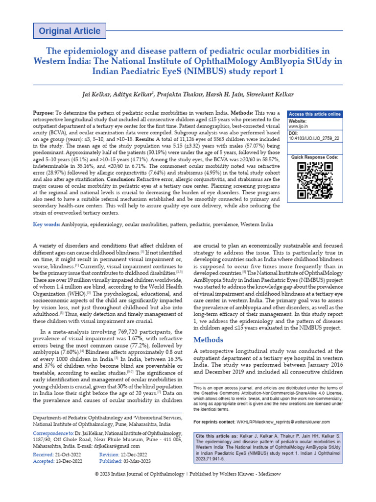 The Epidemiology and Disease Pattern of Pediatric.58 | PDF | Visual ...
