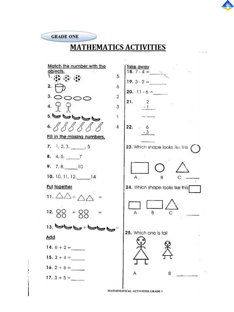 Mathematics Grade 1 | PDF