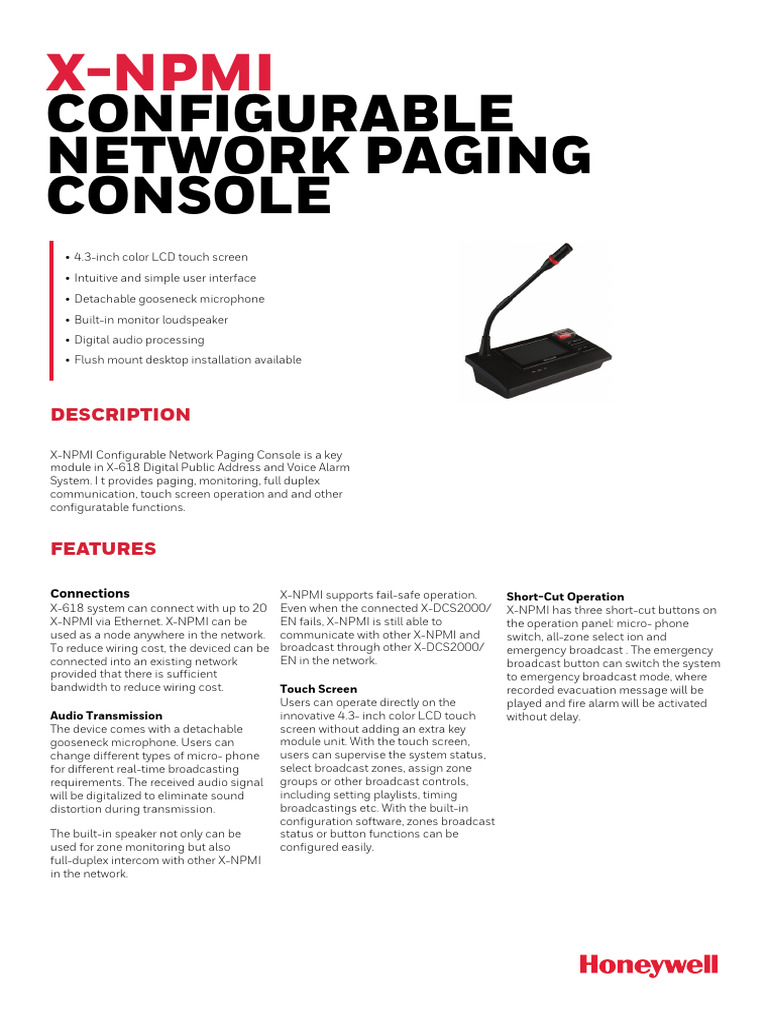 X-NPMI Network Paging Console Overview | PDF | Microphone | Computer ...