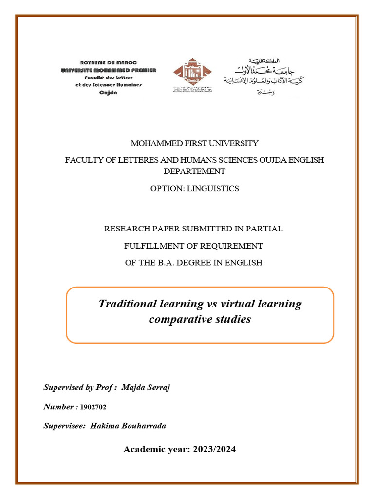 Traditional Learning Vs Virtual Learning Comparative Studies | PDF ...