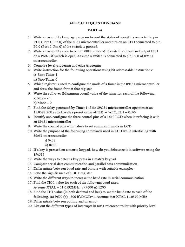 CAT II QB | PDF | Microcontroller | Information And Communications ...