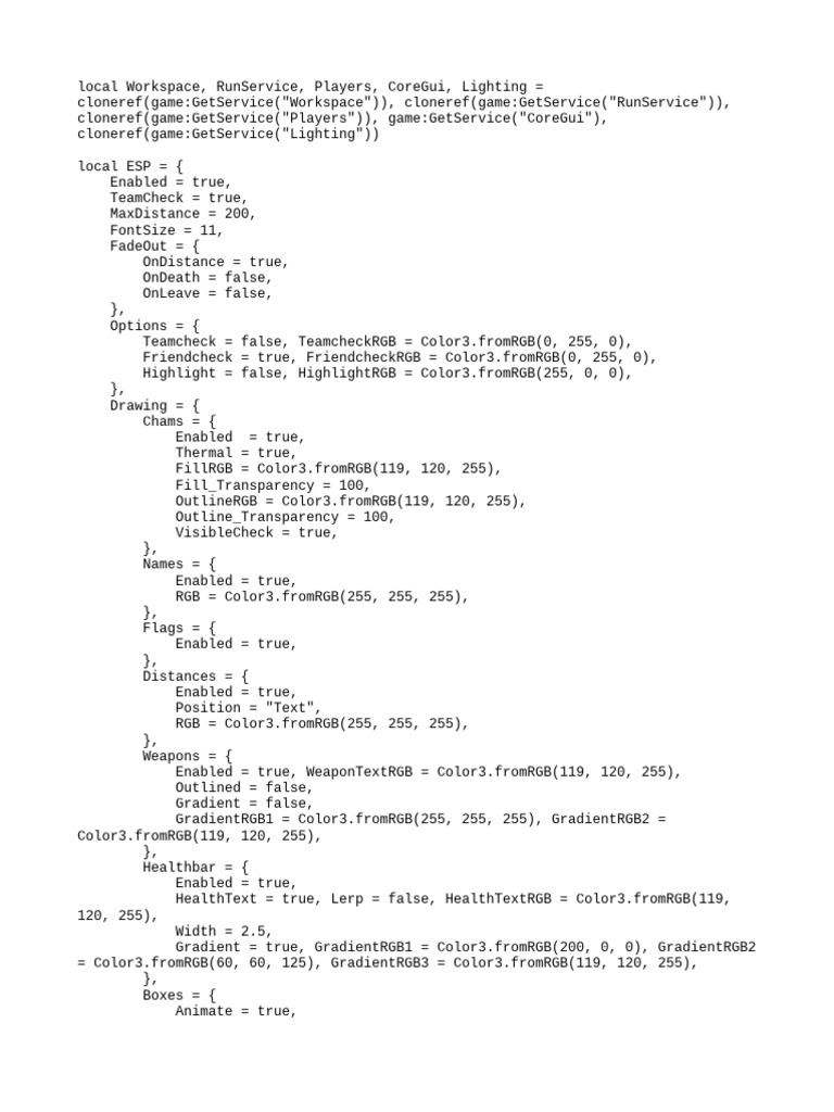 Roblox ESP Script Configuration Guide | PDF