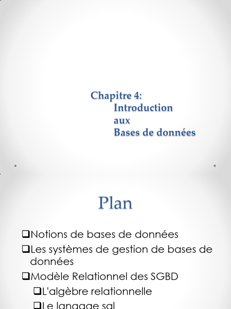 Notions de bases de données et SGBD | PDF | Bases de données | Base de ...