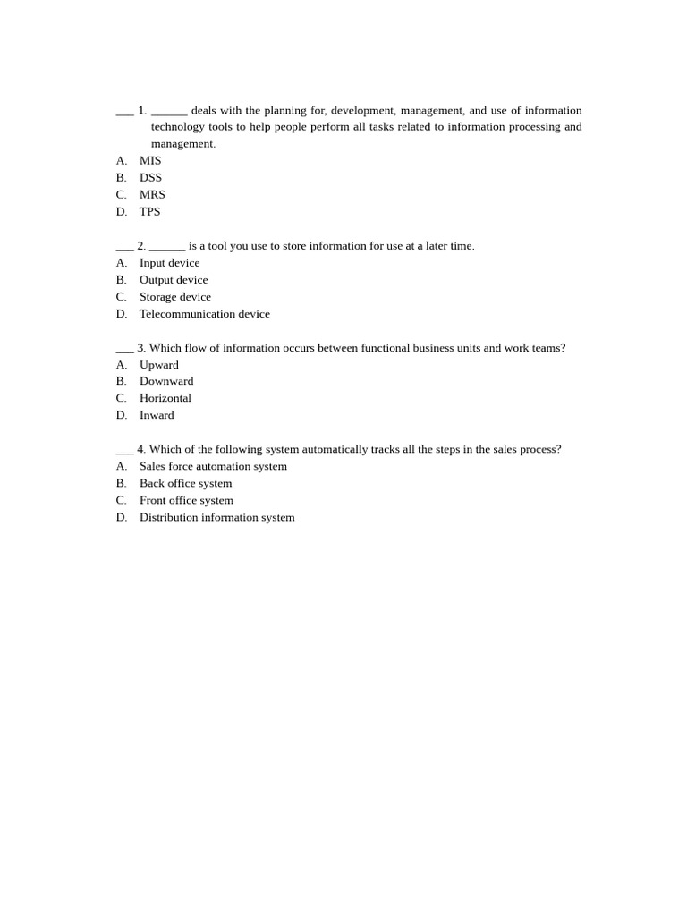 Information Technology Tools Quiz | PDF