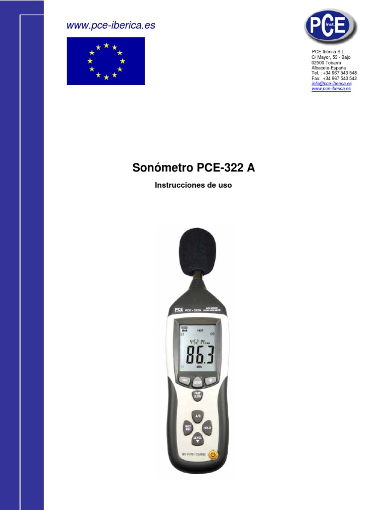 SONOMETRO Manual Pce 322a | PDF | USB | Decibel