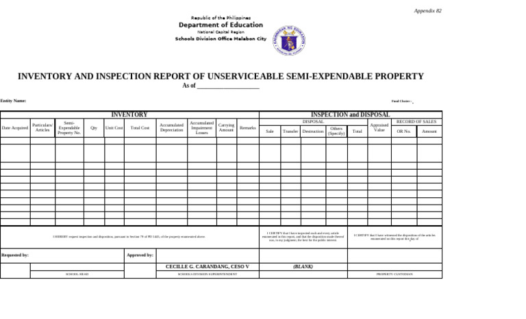 Inventory Report of Unserviceable Property | PDF | Financial Accounting ...