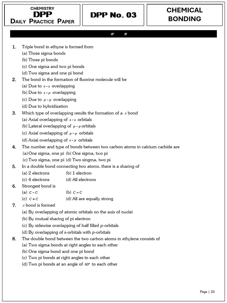 Chemical Bonding Practice Questions | PDF | Chemical Bond | Molecular ...