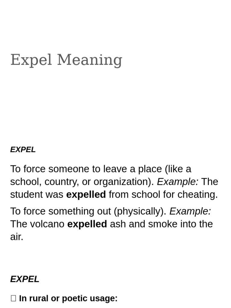 Meaning and Definition of Expel | PDF