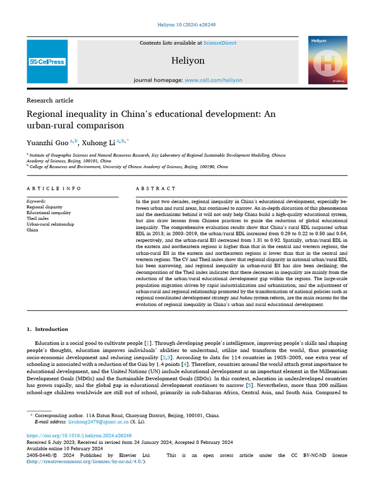 Urban-Rural Educational Inequality in China | PDF | Economic Inequality ...