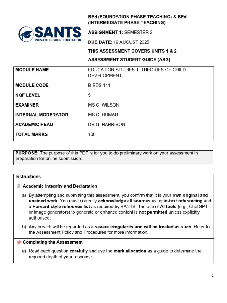 BEd Teaching Assignment Guide 2025 | PDF | Theory | Cognitive Science