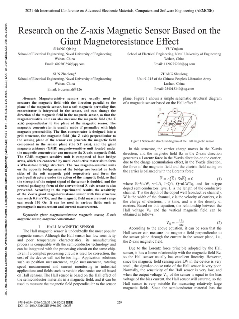 Z-axis Magnetic Sensor Using GMR Effect | PDF | Magnetometer | Sensor