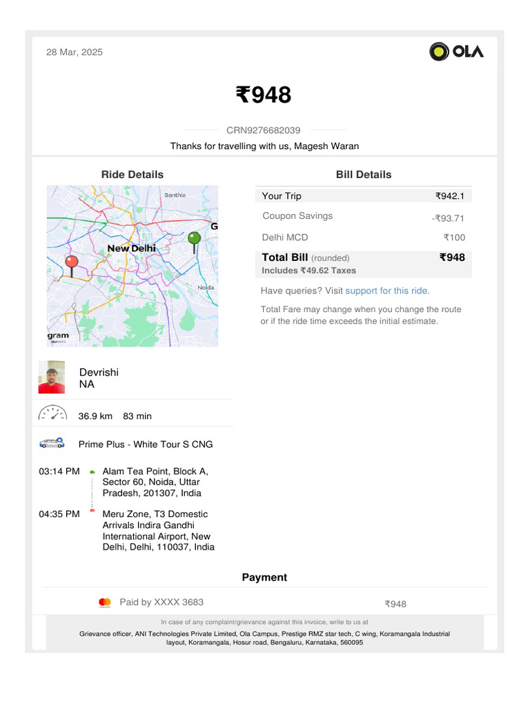 Ola - 28th March 2 | PDF | Invoice | Payments