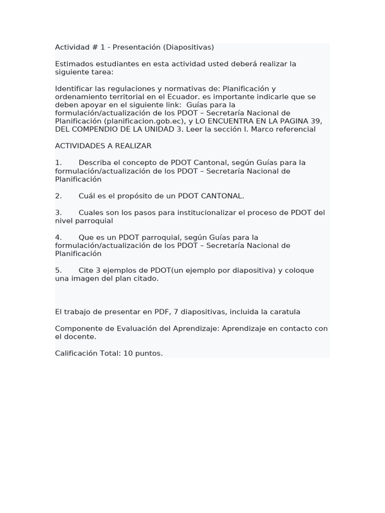 Regulaciones de PDOT en Ecuador | PDF