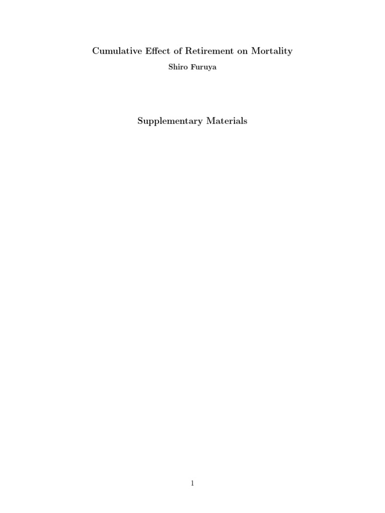 Retirement Effect On Mortality Appendix | PDF | Sampling (Statistics ...