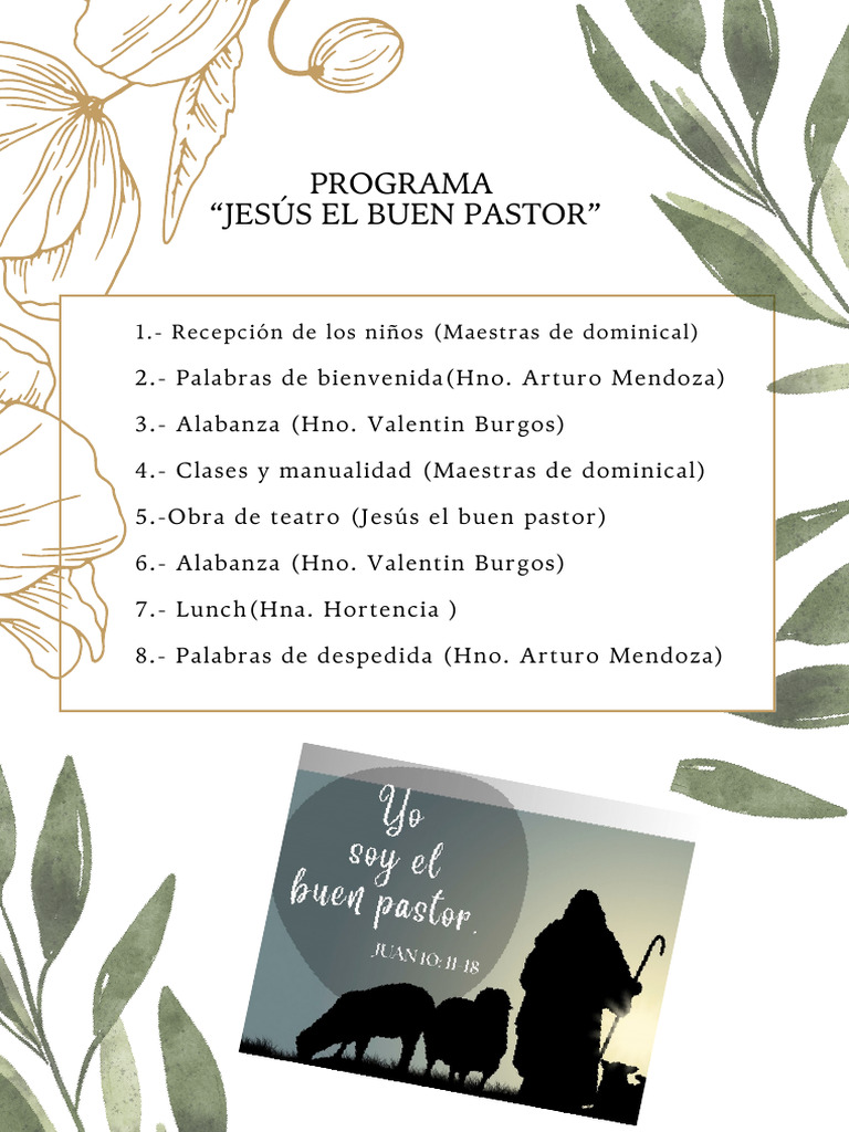 Programa Dominical: Jesús el Buen Pastor | PDF