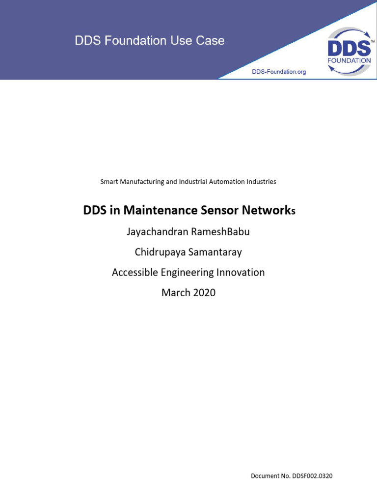 DDS for Smart Manufacturing Maintenance | PDF | Computer Network ...